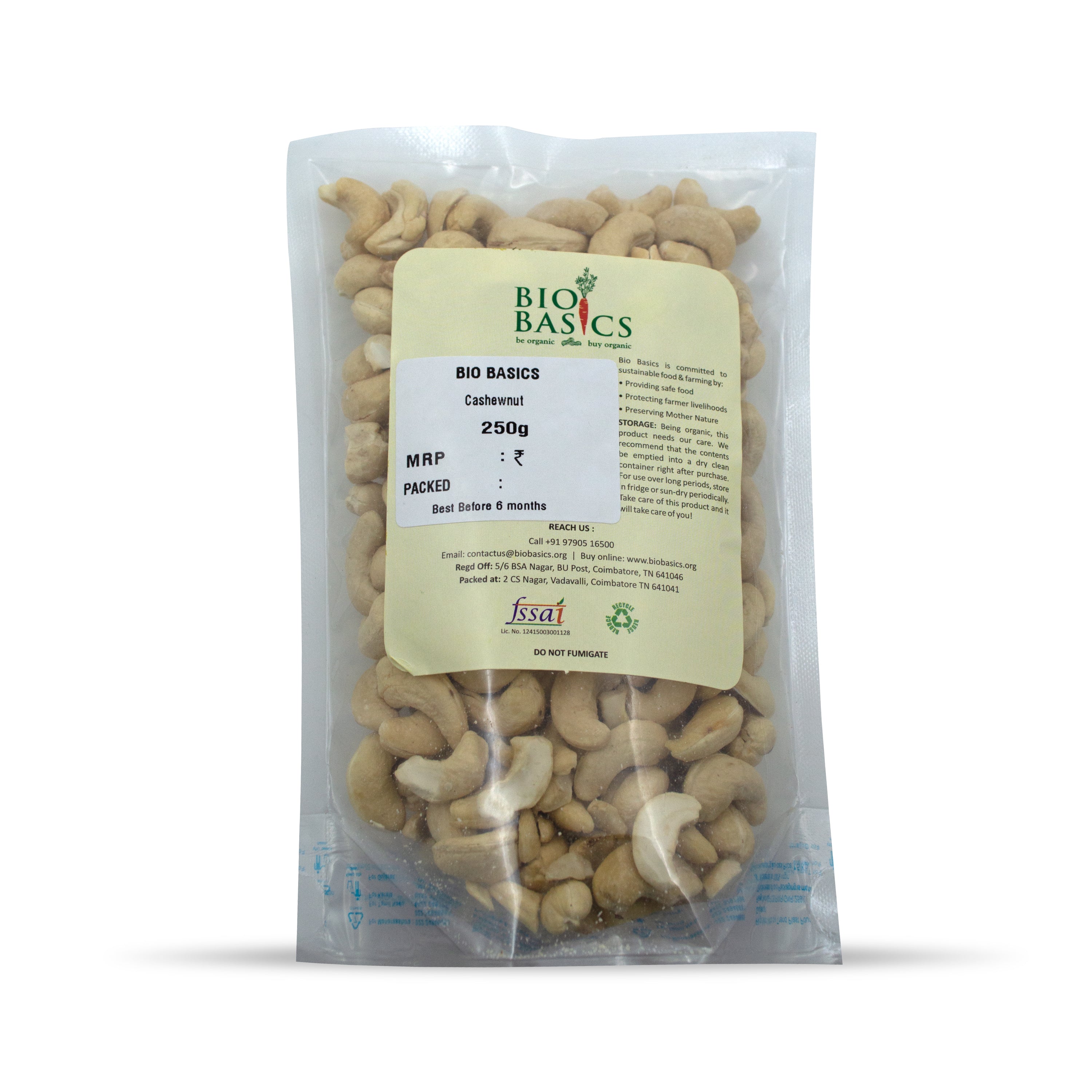 Buy 100g of organic cashewnuts online at Bio Basics