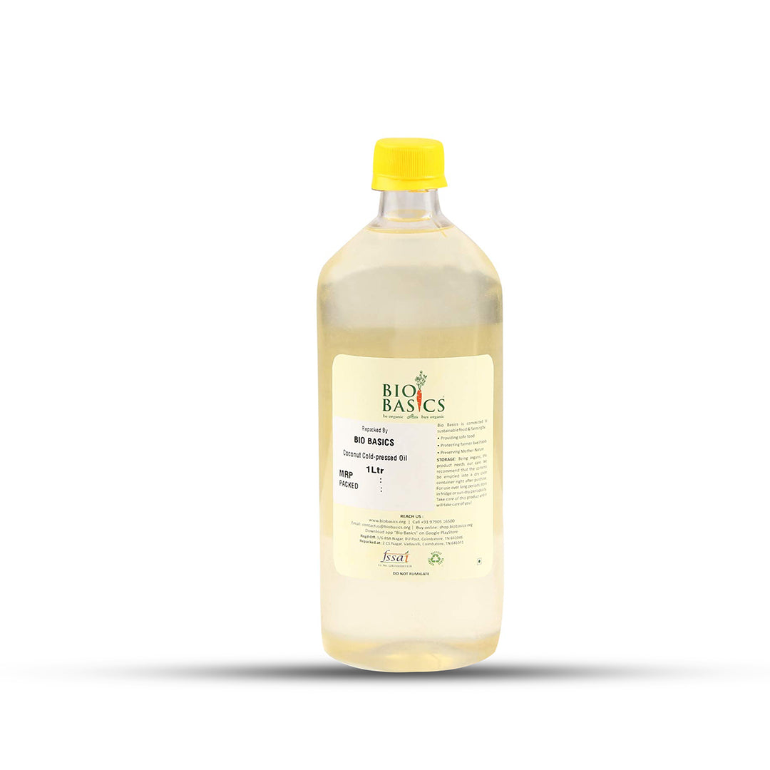 Buy 1litre coconut cold press coconut oil at Bio Basics