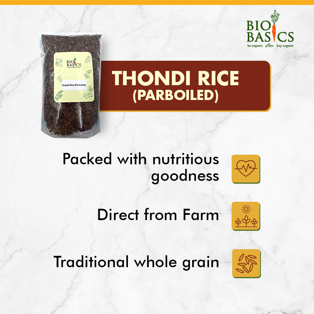 Order parboiled organic thondi matta rice online at Bio Basics