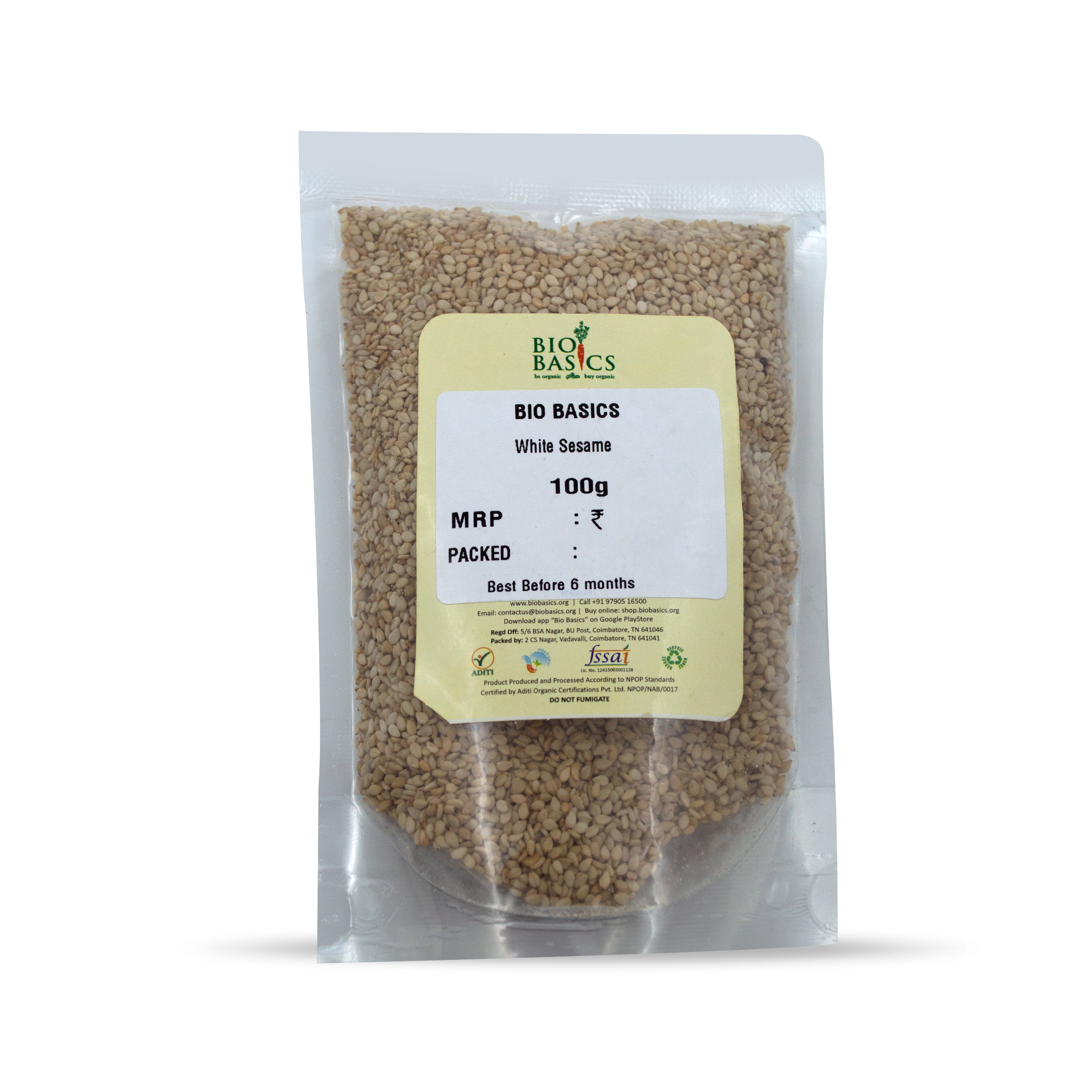 shop organic white sesame online at Bio Basics store